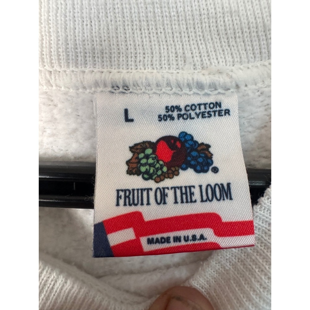Vintage Fruit of the Loom CBS Black By Popular Demand Sweatshirt White Large USA - Picture 3 of 4